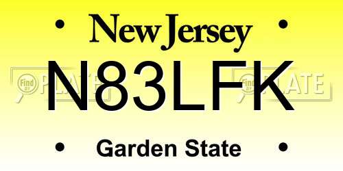 N83LFK New Jersey License Plate