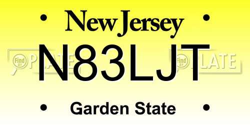 N83LJT New Jersey License Plate