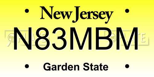 N83MBM New Jersey License Plate