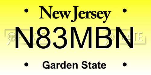 N83MBN New Jersey License Plate