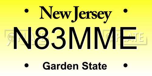 N83MME New Jersey License Plate