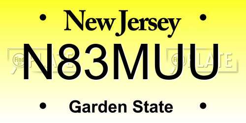 N83MUU New Jersey License Plate