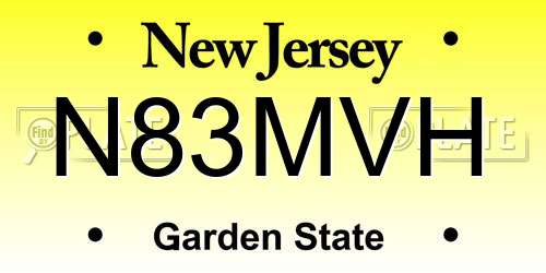 N83MVH New Jersey License Plate