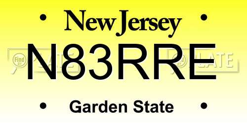 N83RRE New Jersey License Plate