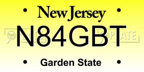 N84GBT New Jersey License Plate