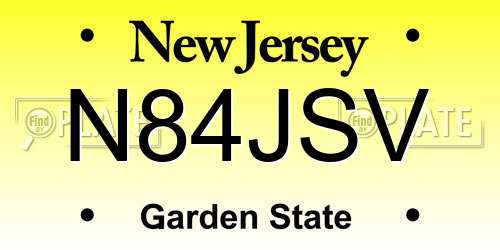 N84JSV New Jersey License Plate