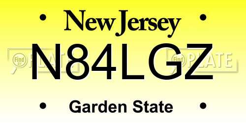 N84LGZ New Jersey License Plate