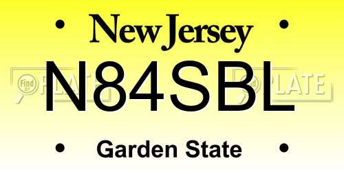 N84SBL New Jersey License Plate
