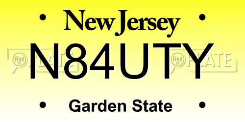 N84UTY New Jersey License Plate