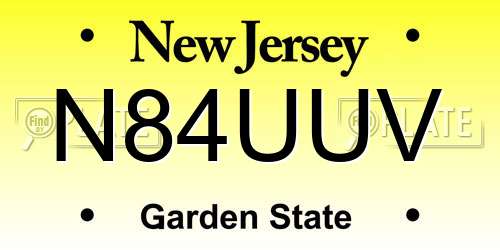 N84UUV New Jersey License Plate