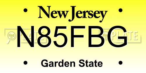 N85FBG New Jersey License Plate