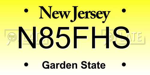 N85FHS New Jersey License Plate