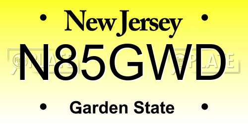 N85GWD New Jersey License Plate