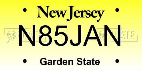 N85JAN New Jersey License Plate