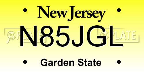 N85JGL New Jersey License Plate