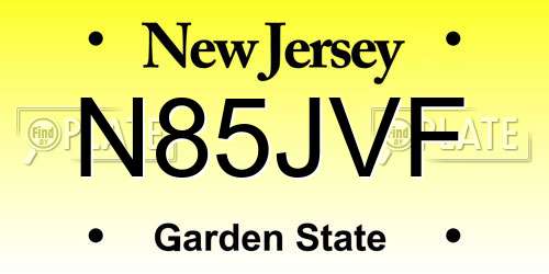 N85JVF New Jersey License Plate