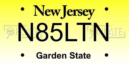 N85LTN New Jersey License Plate