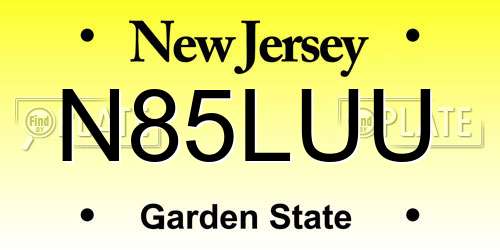 N85LUU New Jersey License Plate