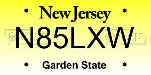 N85LXW New Jersey License Plate