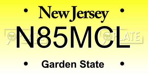 N85MCL New Jersey License Plate