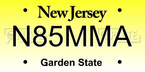 N85MMA New Jersey License Plate
