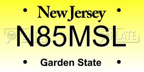 N85MSL New Jersey License Plate