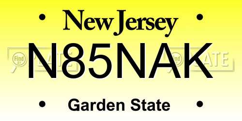 N85NAK New Jersey License Plate