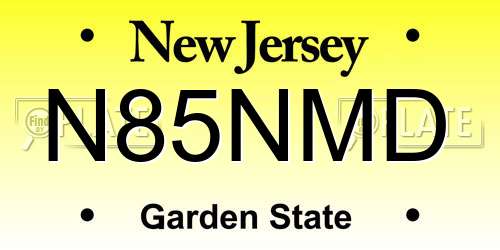 N85NMD New Jersey License Plate
