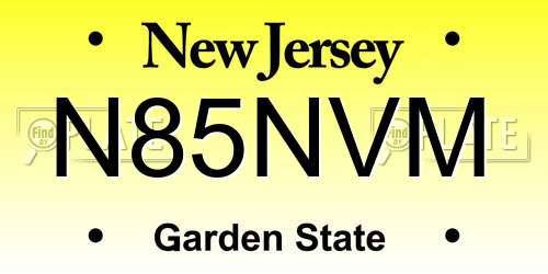 N85NVM New Jersey License Plate