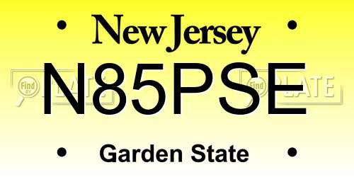 N85PSE New Jersey License Plate