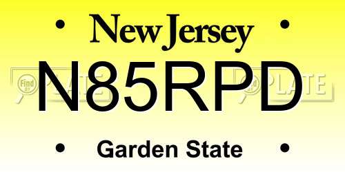 N85RPD New Jersey License Plate