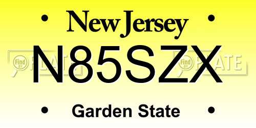 N85SZX New Jersey License Plate