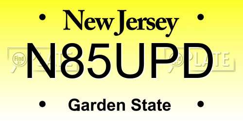 N85UPD New Jersey License Plate