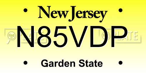 N85VDP New Jersey License Plate