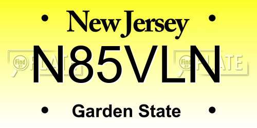 N85VLN New Jersey License Plate