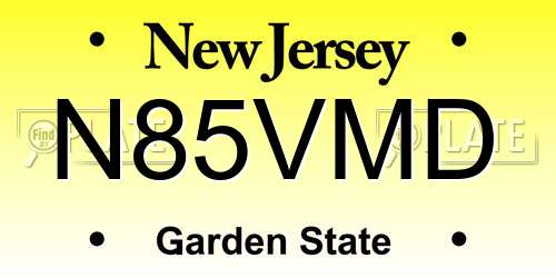 N85VMD New Jersey License Plate