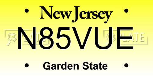 N85VUE New Jersey License Plate