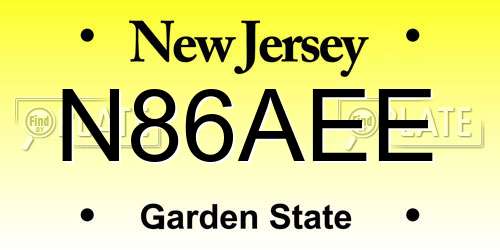 N86AEE New Jersey License Plate