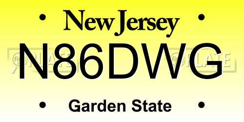 N86DWG New Jersey License Plate