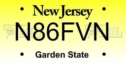 N86FVN New Jersey License Plate