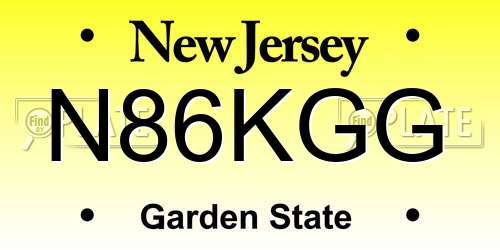 N86KGG New Jersey License Plate
