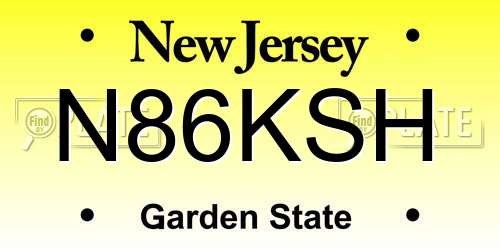 N86KSH New Jersey License Plate