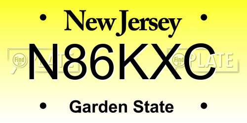 N86KXC New Jersey License Plate