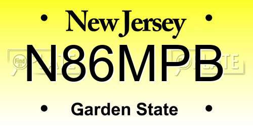 N86MPB New Jersey License Plate