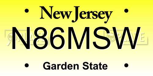 N86MSW New Jersey License Plate