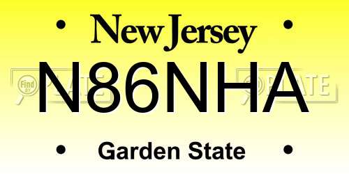 N86NHA New Jersey License Plate