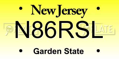 N86RSL New Jersey License Plate