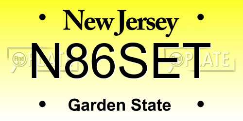 N86SET New Jersey License Plate