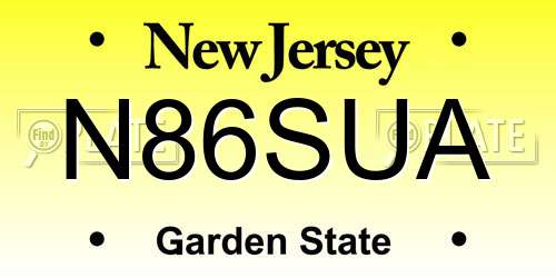 N86SUA New Jersey License Plate