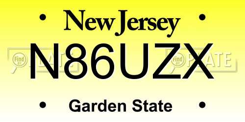 N86UZX New Jersey License Plate